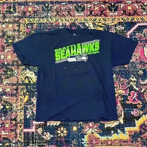 New Majestic Seattle Seahawks T-Shirt Men’s Size XL‎ Navy Blue NFL Football